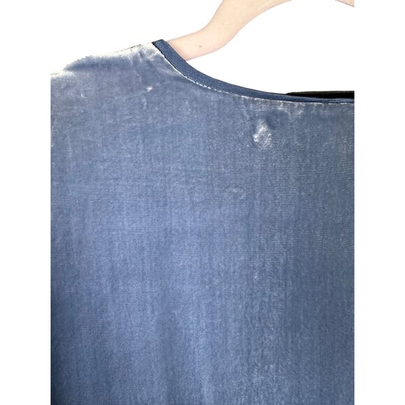 Intermix Blue Velvet Top Size 4 Long Sleeve Peplum Tie Front Boho Fairy Goth - Picture 14 of 15